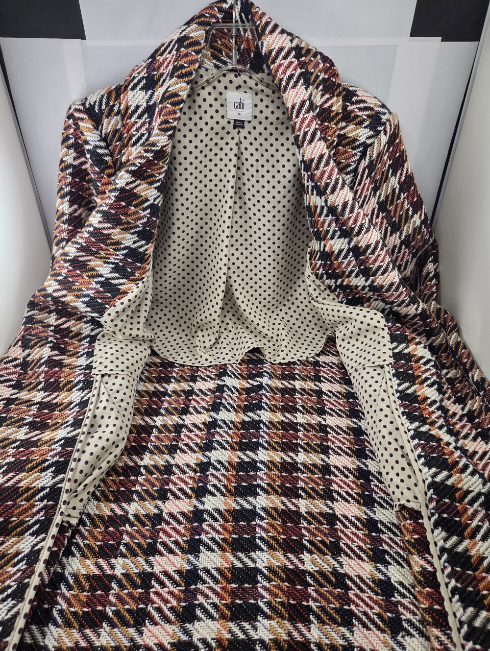 Cabi Regency Tweed Fringe Belted Trench Coat, M, - Picture 10 of 13